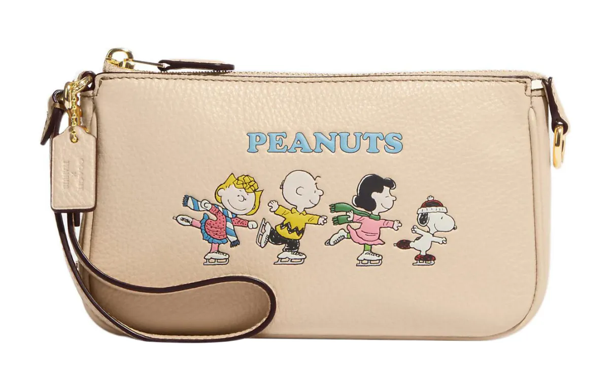 COACH SNOOPY X Peanuts Collaboration Nolita Pebbled Leather Handbag, Shoulder Bag Women's Nude
