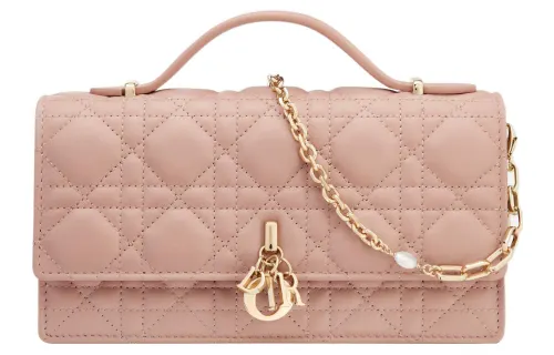DIOR Lady Dior Sheepskin Handbag Regular Women's Rose Pink