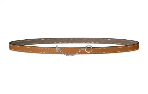 HERMES Carrousel Cow Leather Belts Women's Brown 13MM