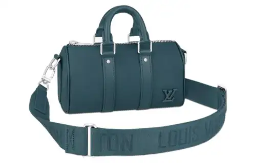 LOUIS VUITTON Keepall Aerogram Leather Crossbody Bag Unisex Blue