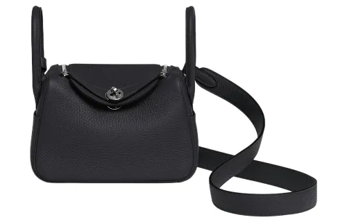 HERMES Lindy Taurillon Clemence Cow Leather Handbag 19 Women's 3Y Caban Dark Blue