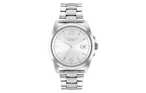 COACH European/US Watches Classic Large C Label Quartz Movement Stainless Steel Watchband Silver Dial Women's Watch
