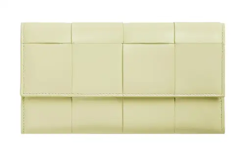 Bottega Veneta Sheepskin With Cow Leather Wallet Large Women's Washed Lemon Yellow