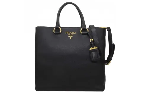 PRADA Cow Leather Tote Bag, Shopping Bag, Shoulder Bag, Crossbody Bag, Handbag Women's Black