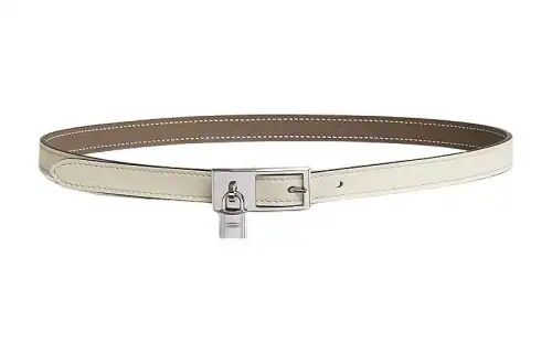 HERMES Lucky Calfskin Leather Belts Women's Width 1.5cm