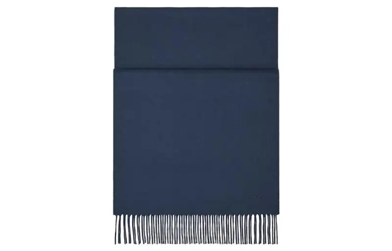HERMES Cashmere Knit Scarf Men's Blue