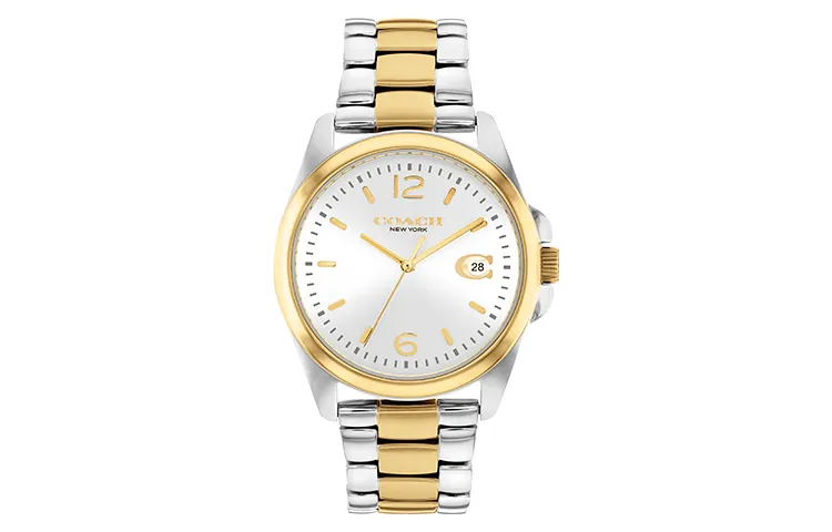 COACH Greyson Collection Wrist Watches Quartz Movement Stainless Steel Watchband Silver Dial Women's Watch 14503913