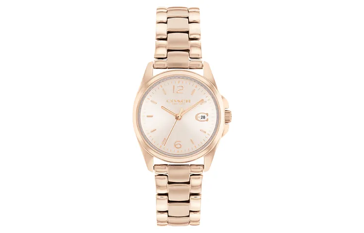 COACH European/US Watches Classic Big C Quartz Movement Stainless Steel Strap Gold Dial Women's Watch