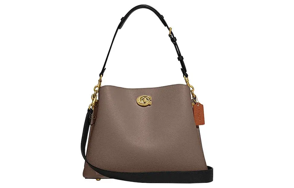 COACH Willow Cow Split Leather Portable Crossbody Bag, Shoulder Bag Large Women's Brown/Black