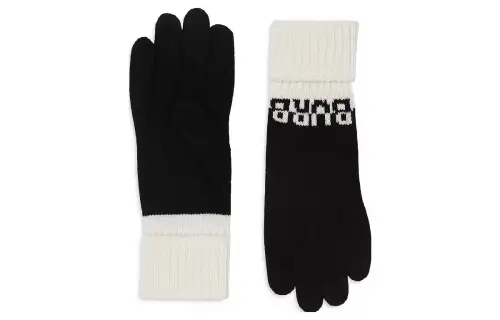 Burberry Logo Intarsia Two-tone Cashmere Gloves