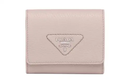 PRADA Leather Wallet Mini Women's Light Pink