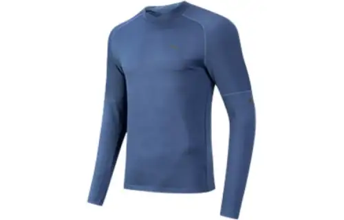 ANTA T Shirts Men's Abyss Blue Crew Neck Thickened And Fleece Lined Straight Fit