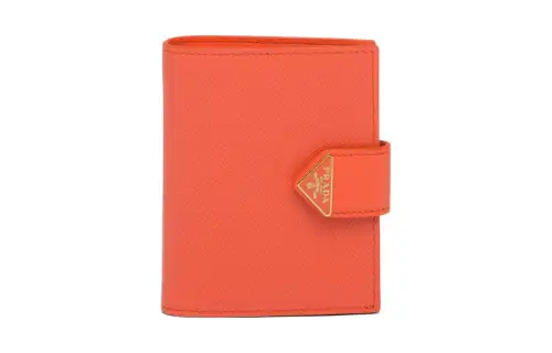 PRADA Saffiano Leather Wallet Small Women's Orange
