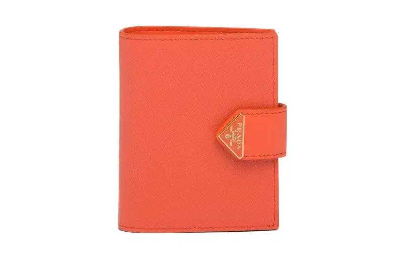 PRADA Saffiano Leather Wallet Small Women's Orange