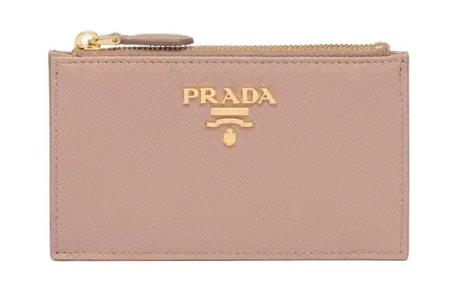 PRADA Saffiano Leather Card Holder Card Holder Women's Pink Beige