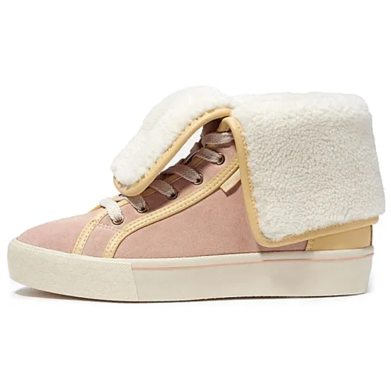 COACH Skateboard Shoes Women's High-Top Pink