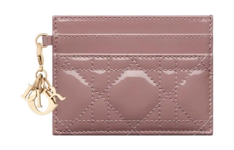 DIOR Lady Dior Patent Leather, Cow Leather Card Holder Card Holder Women's Peony Pink