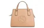 GUCCI Soho Logo Pebbled Leather Shoulder Bag, Crossbody Bag, Handbag Women's Beige