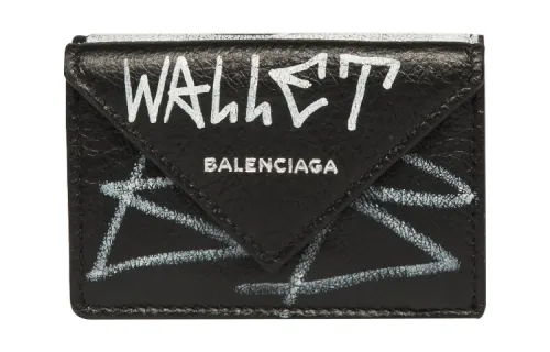 Balenciaga Papier Calfskin Wallet Mini Women's Black