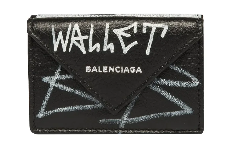 Balenciaga Papier Calfskin Wallet Mini Women's Black