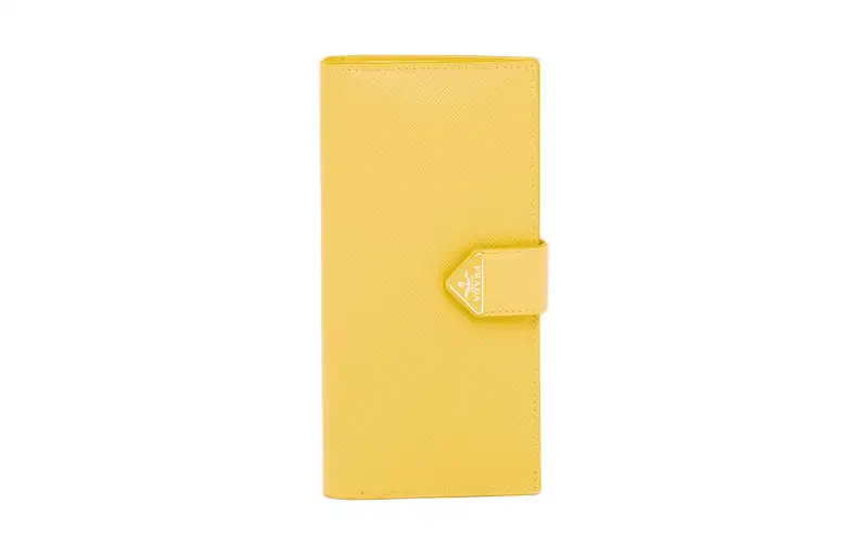 PRADA Saffiano Leather Wallet Women's Yellow