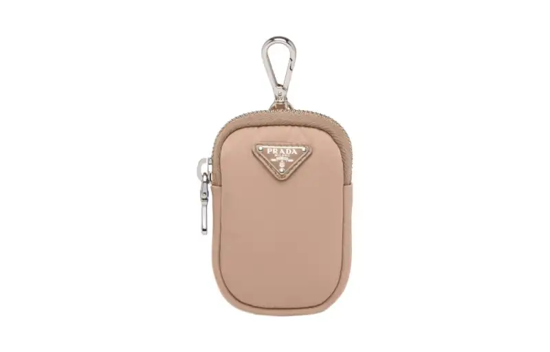 PRADA Re Nylon Coin Purse Mini Women's Beige/Pink