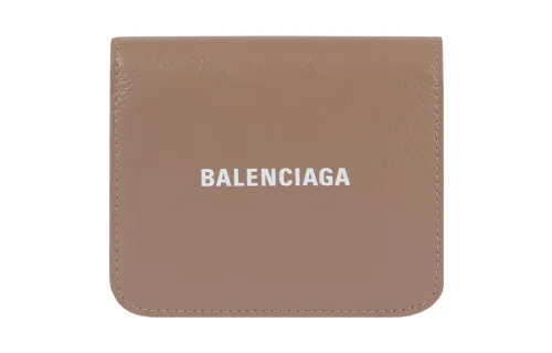 Balenciaga Cash Grain Calfskin Card Holder, Wallet Women's Brown