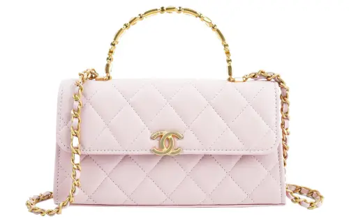 CHANEL Lambskin And Gold Metal Kelly Bag, Shoulder Bag, Crossbody Bag, Handbag Large Women's Pink