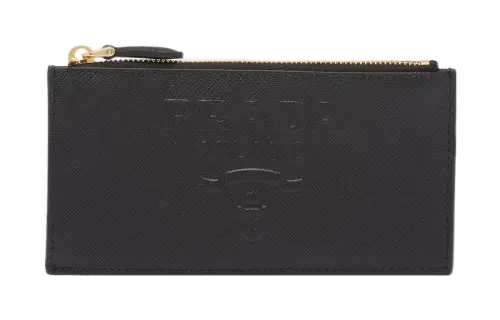 PRADA Saffiano Leather Card Holder Women's Black
