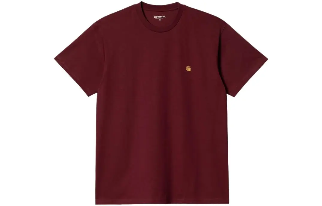 Carhartt WIP T-Shirts Unisex Burgundy Crew Neck Moderate Straight Fit
