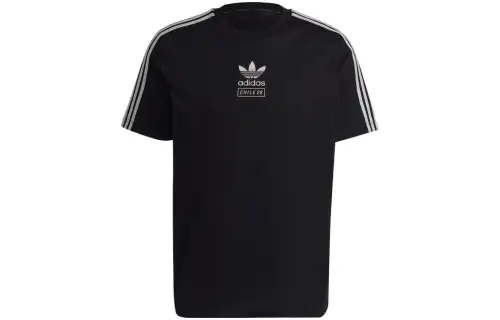 Adidas Originals CHILE20 ORIGINALS T Shirts Men's Black Crew Neck Moderate Straight Fit