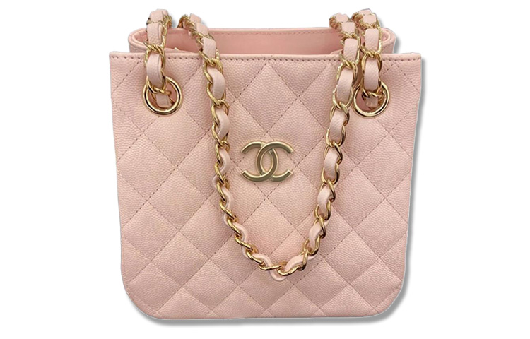 CHANEL Chanel, leather shopping bag with diamond pattern, shoulder bag, small fuchsia one-shoulder bag