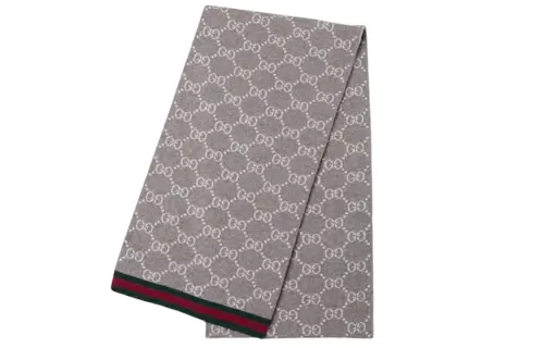 GUCCI GG Knit Scarf Unisex Gray