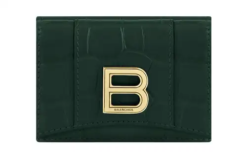 Balenciaga Hourglass Calfskin Coin Purse Wallet Mini Women's Forest Green