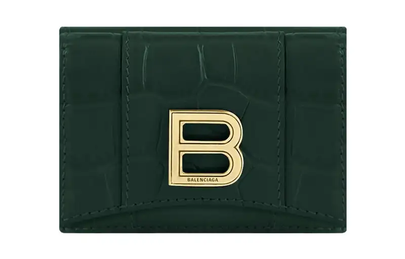 Balenciaga Hourglass Calfskin Coin Purse Wallet Mini Women's Forest Green