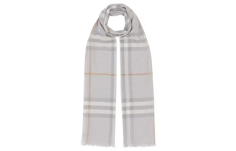 Burberry Wool And Silk Knit Scarves Men's Light Gray