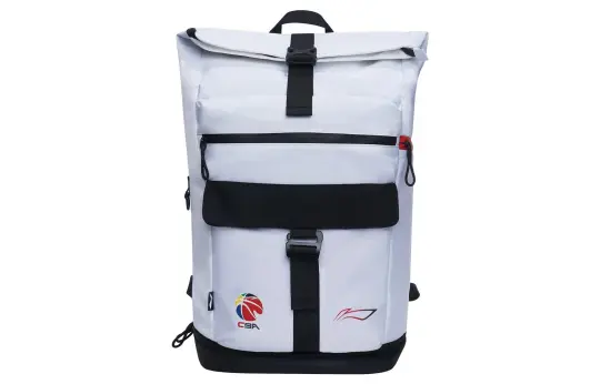 Li Ning Sports Basketball Collection Polyester Students Backpack Regular Unisex White