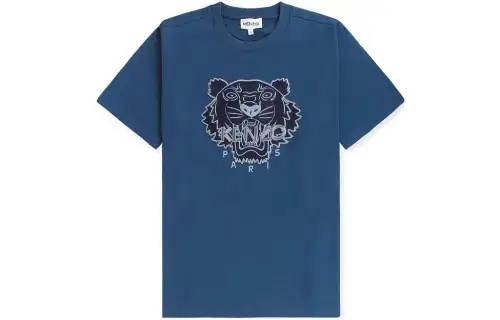 KENZO T Shirts Men's Blue Crew Neck Moderate Straight Fit