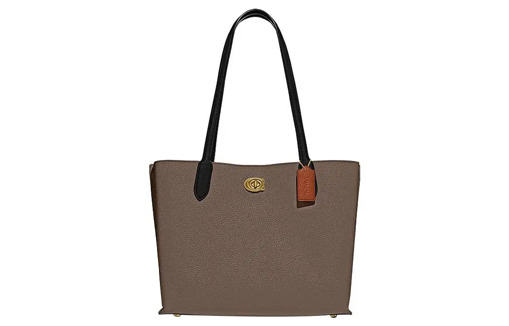 COACH Willow Canvas, Cow Leather, Artificial Leather Tote Bag, Shopping Bag, Handbag, Shoulder Bag Women's Dark Gray