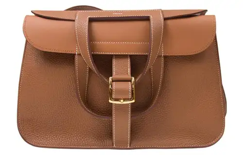 HERMES Halzan TC Leather Horse Hoof Bag, Handbag, Shoulder Bag, Crossbody Bag Regular Women's 37 Gold