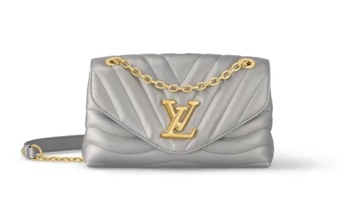 LOUIS VUITTON New Wave Cow Leather Shoulder Bag, Crossbody Bag Women's Metallic Gray