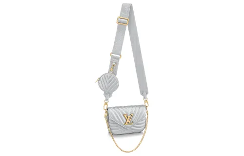 LOUIS VUITTON New Wave Cow Leather Shoulder Bag, Crossbody Bag Women's Silver