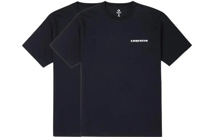 Converse T-Shirts Unisex 2 Pack (Black) Crew Neck Moderate Straight Fit