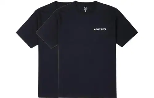 Converse T Shirts Unisex 2 Pack Black Crew Neck Moderate Straight Fit
