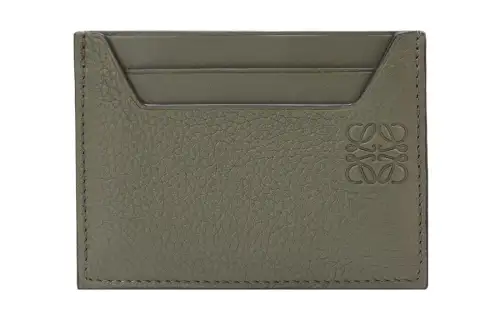 LOEWE Soft Grain Cow Leather Card Holder Men's Khaki Green