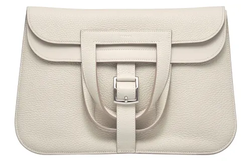 HERMES Halzan TC Bullock Leather Horse Hoof Bag, Handbag, Shoulder Bag, Crossbody Bag Women's 10 Craie Milkshake White