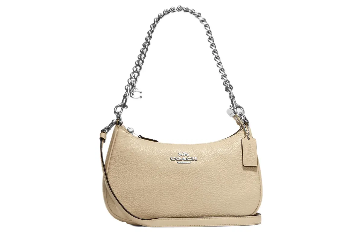 COACH Teri Pebbled Leather Portable Crossbody Bag, Shoulder Bag Regular Women's Ivory White