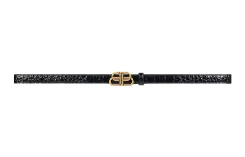 Balenciaga Calfskin Leather Belts Women's Black Width 1.5cm
