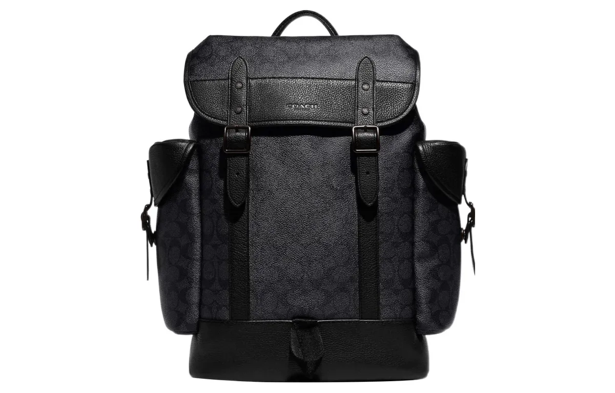 COACH Hitch Coated Canvas With Leather Backpack Large Men's Black