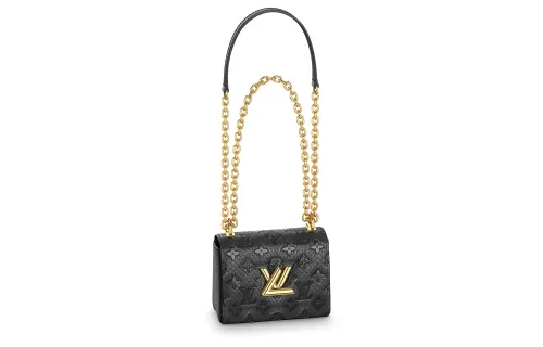 LOUIS VUITTON Twist Embossed Python Skin Shoulder Bag, Crossbody Bag Mini Women's Black
